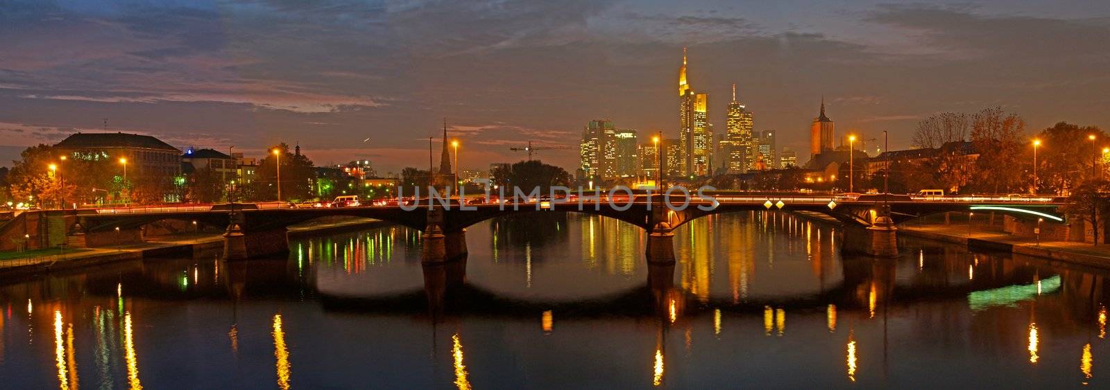 Skyline of Frankfurt in the evening, Germany
