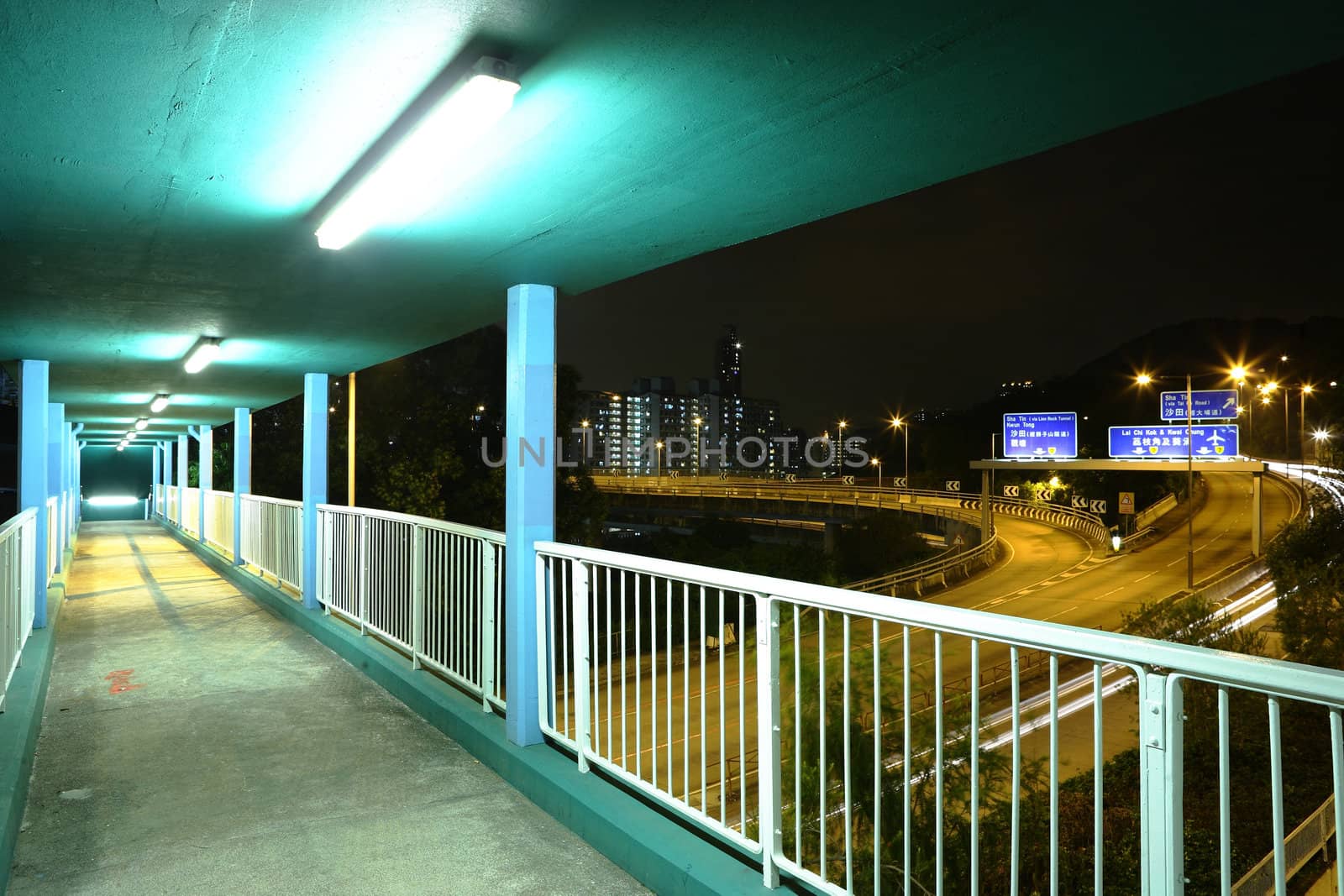 footbridge at night