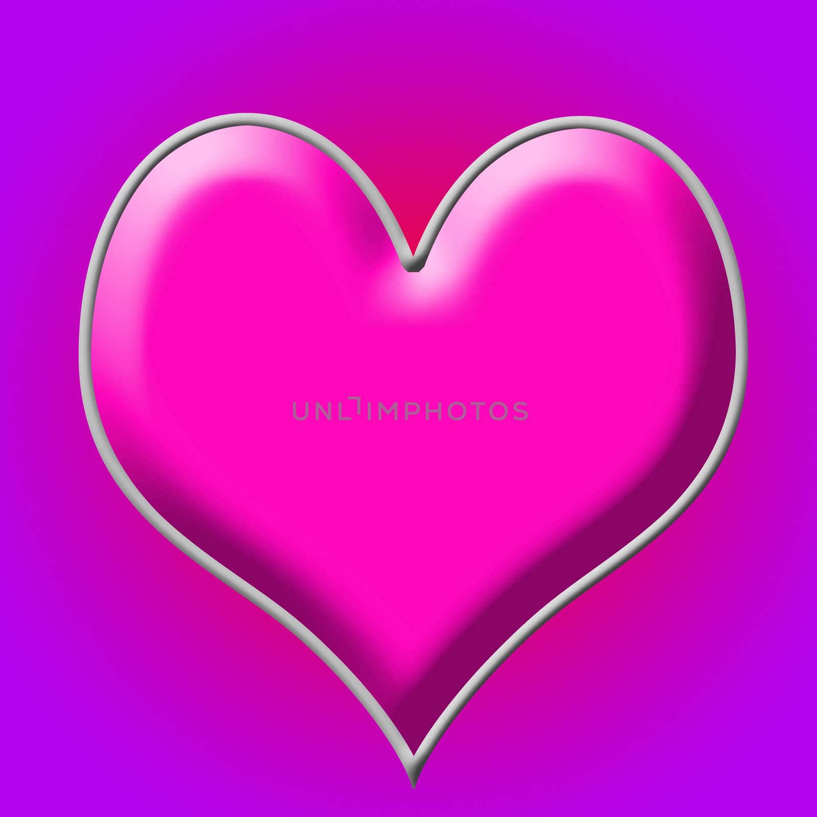 pink 3d heart on purple red background with room for text