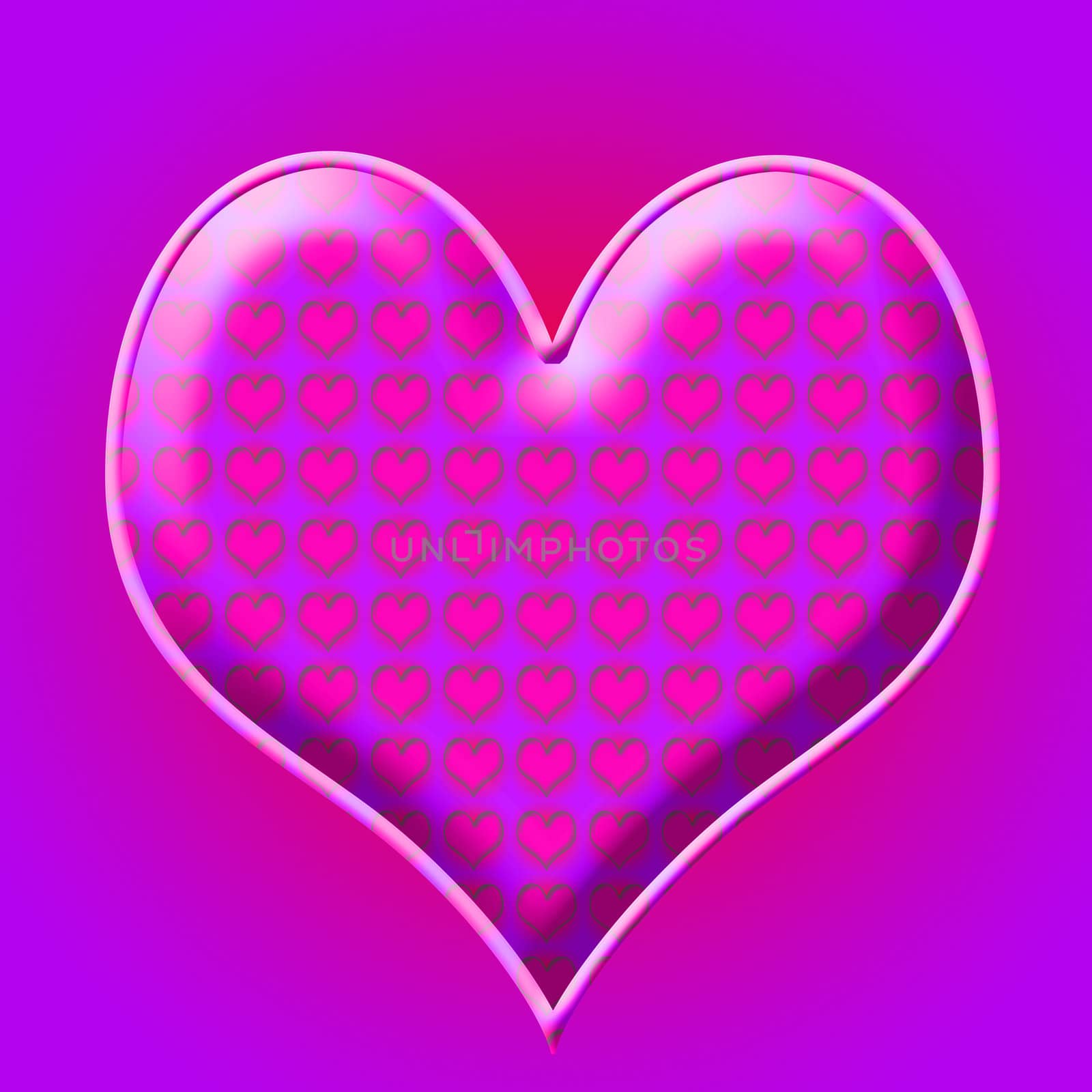 purple and pink heart with abstract hearts in the center of the middle heart