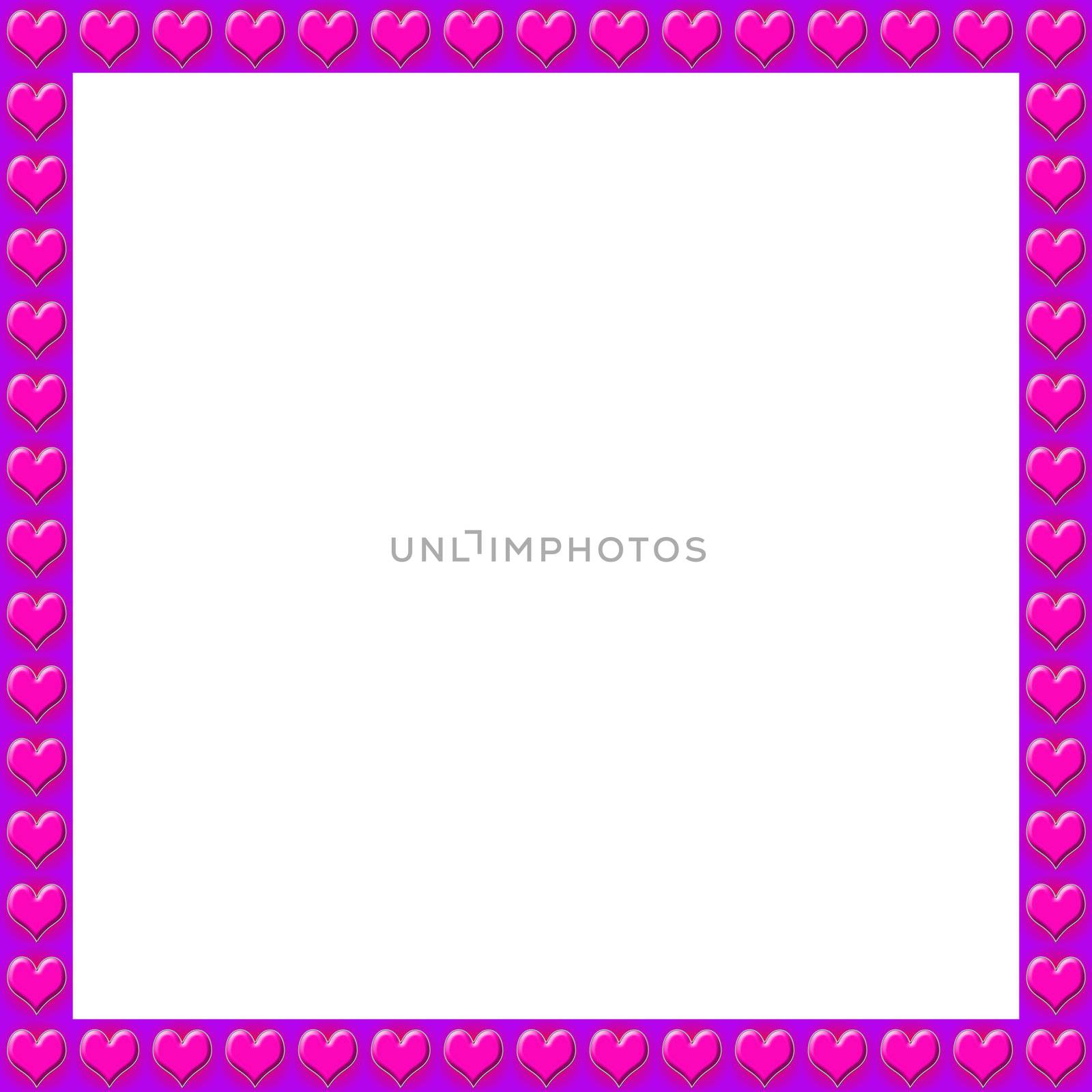 pink 3d heart on purple red background frame