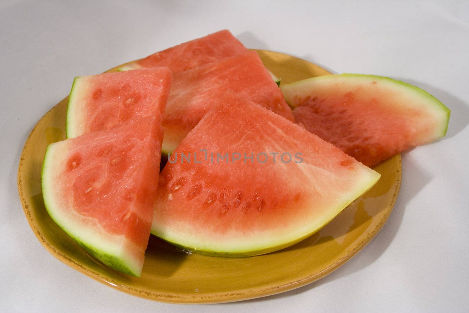 plate full of Watermellon slices summer food