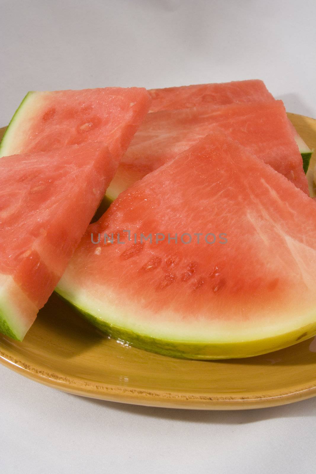 plate full of Watermellon slices summer food