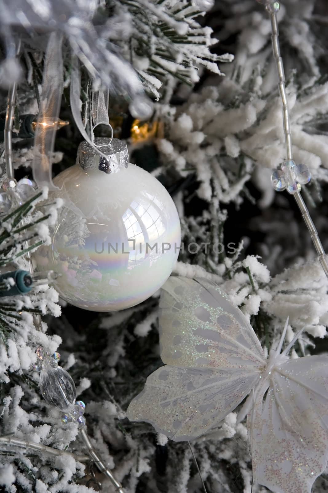 christmas bulb hanging on tree lights. nice background