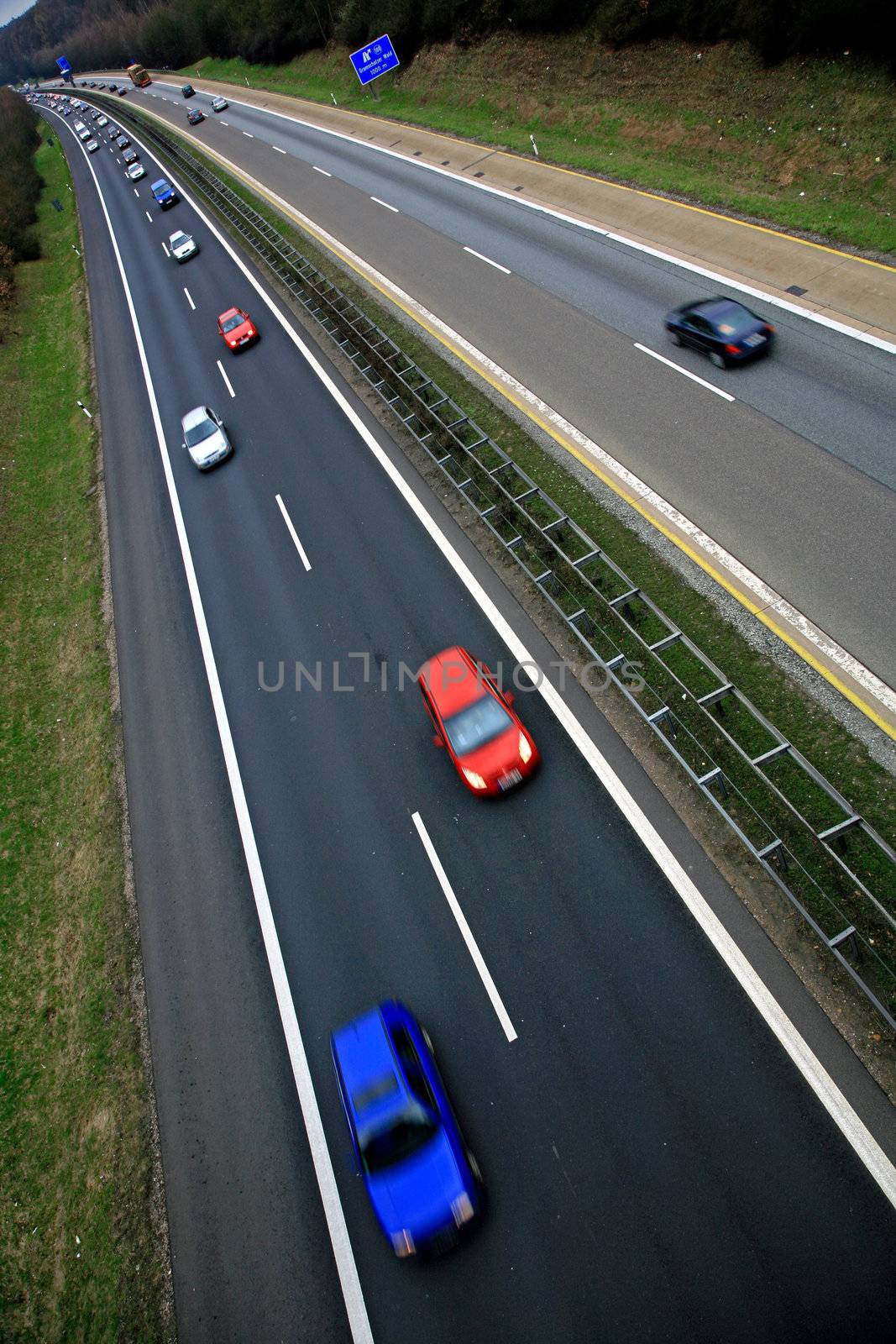 Colorful cars driving on the German autobahn
