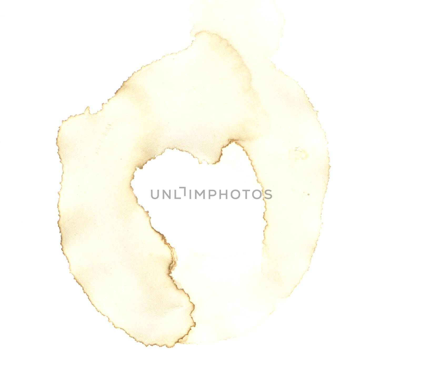 Coffee stain on a white background. Scanned at high quality.