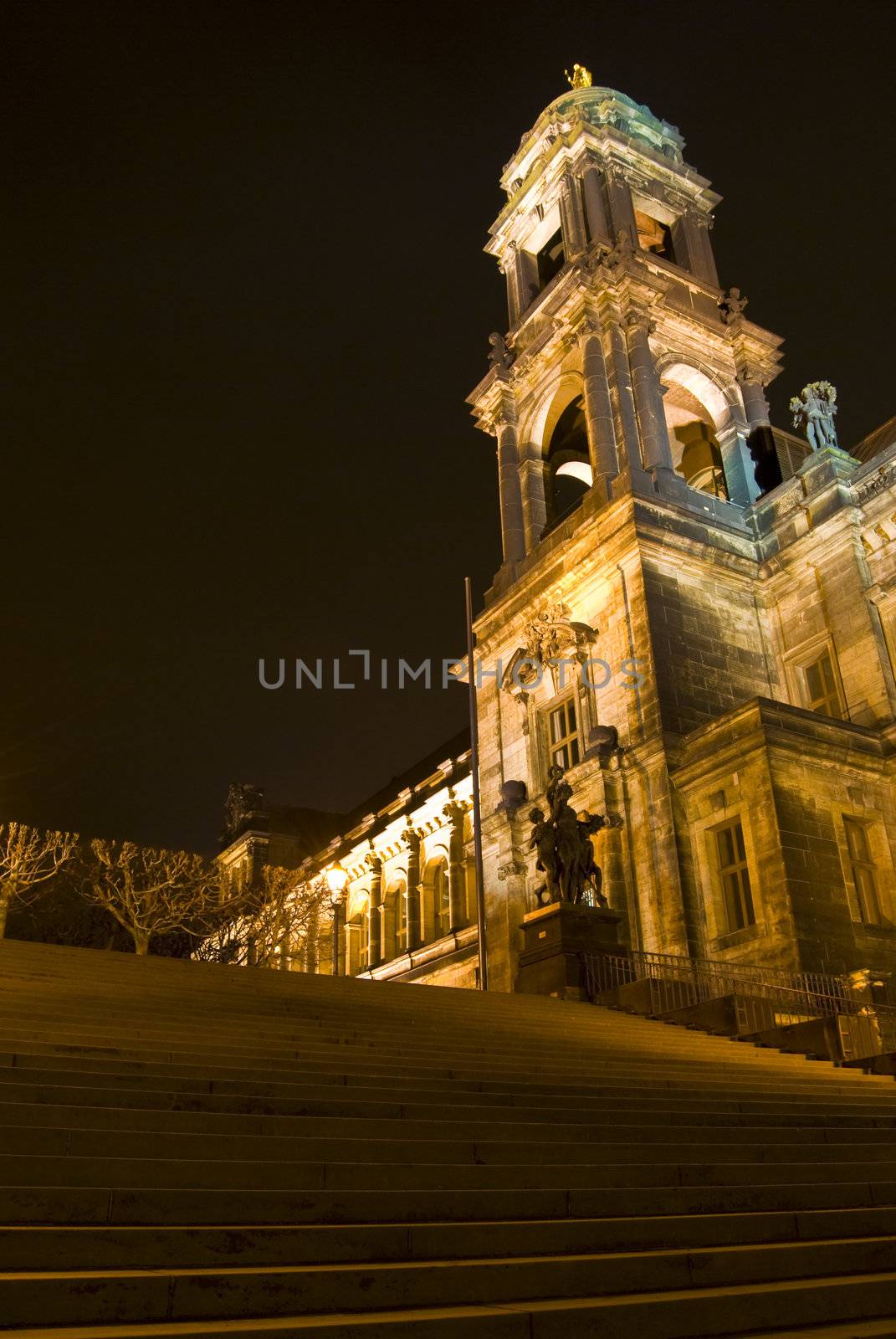 high staircase leading to Bruehl's Terrace and the Staendehaus in Dresden