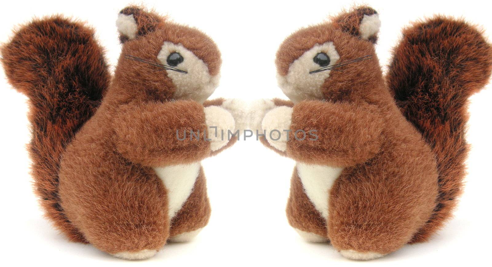childs red squirrels furry toy isolated