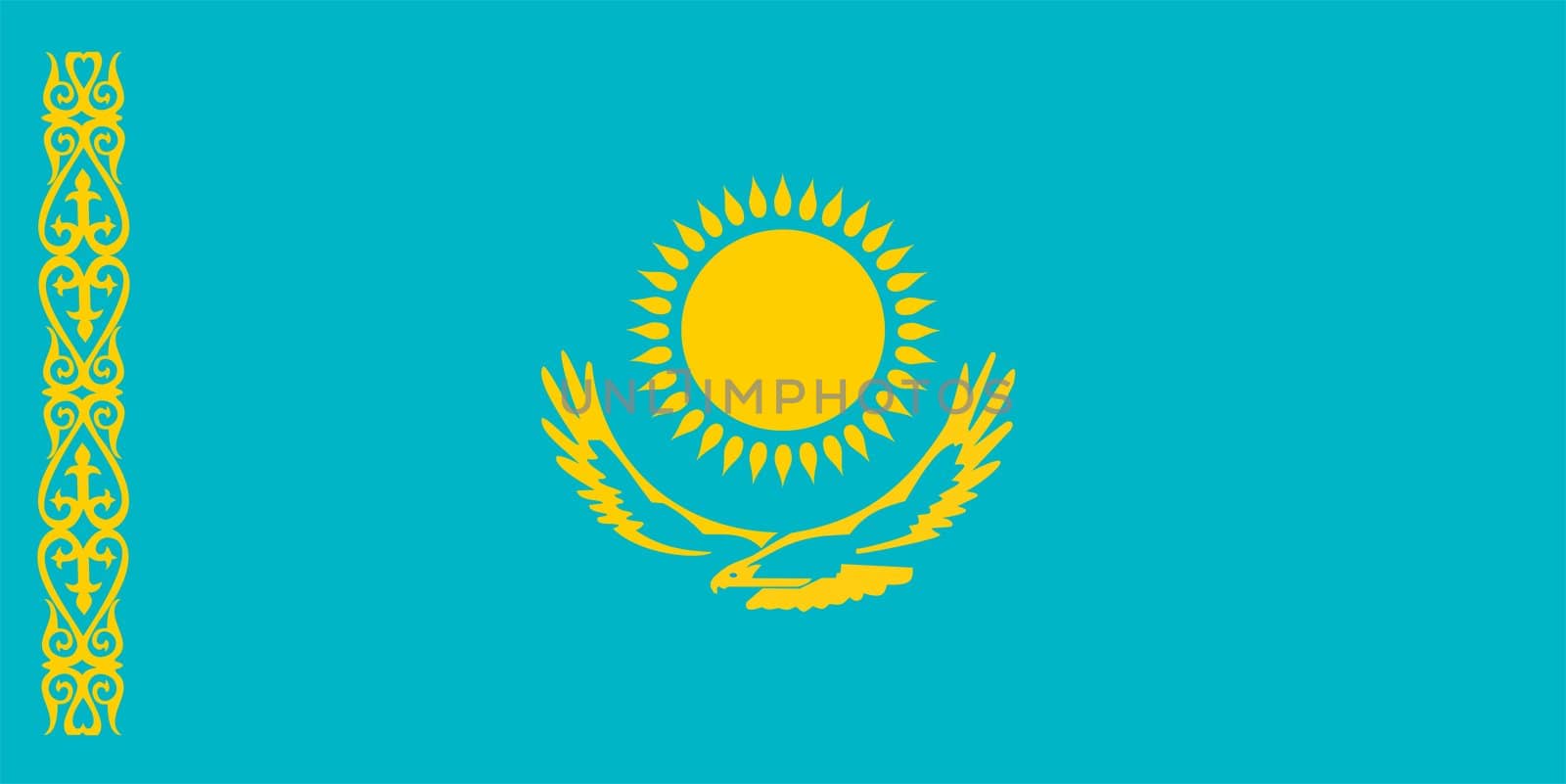 2D illustration of the flag of Kazakhstan