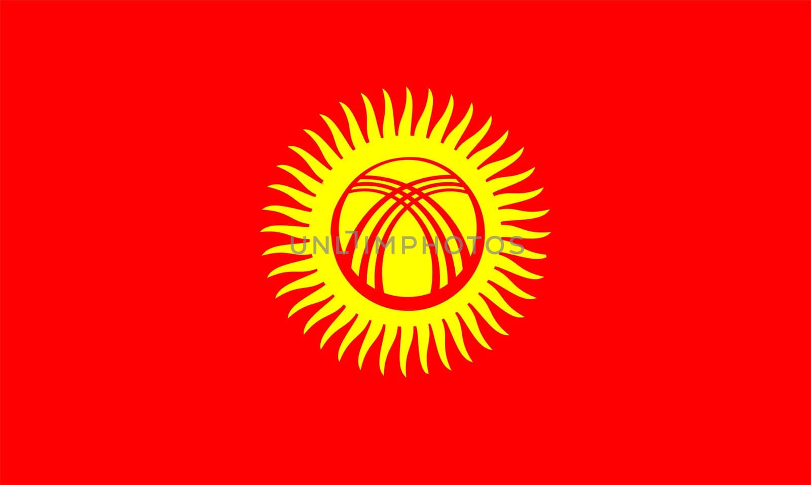 2D illustration of the flag of Kyrgyzstan
