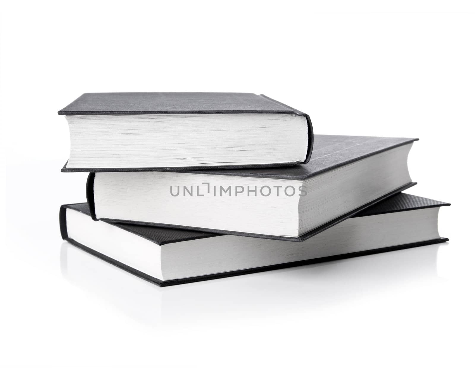 pile of books on white background 