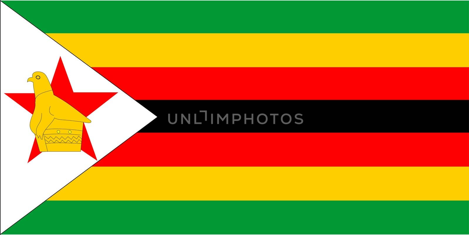 2D illustration of the flag of Zimbabwe