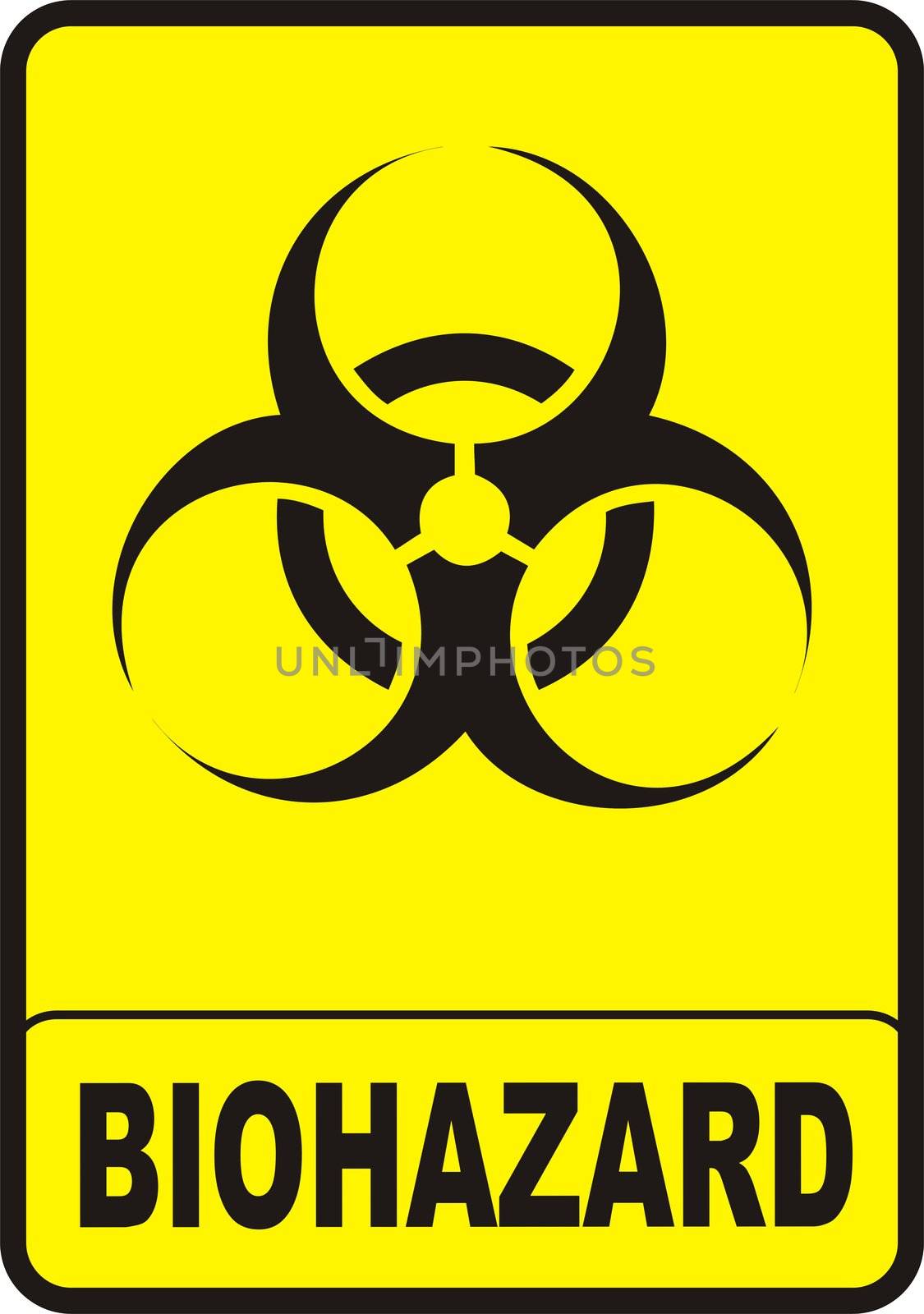 vectorial image biohazard warning color sign with yellow background