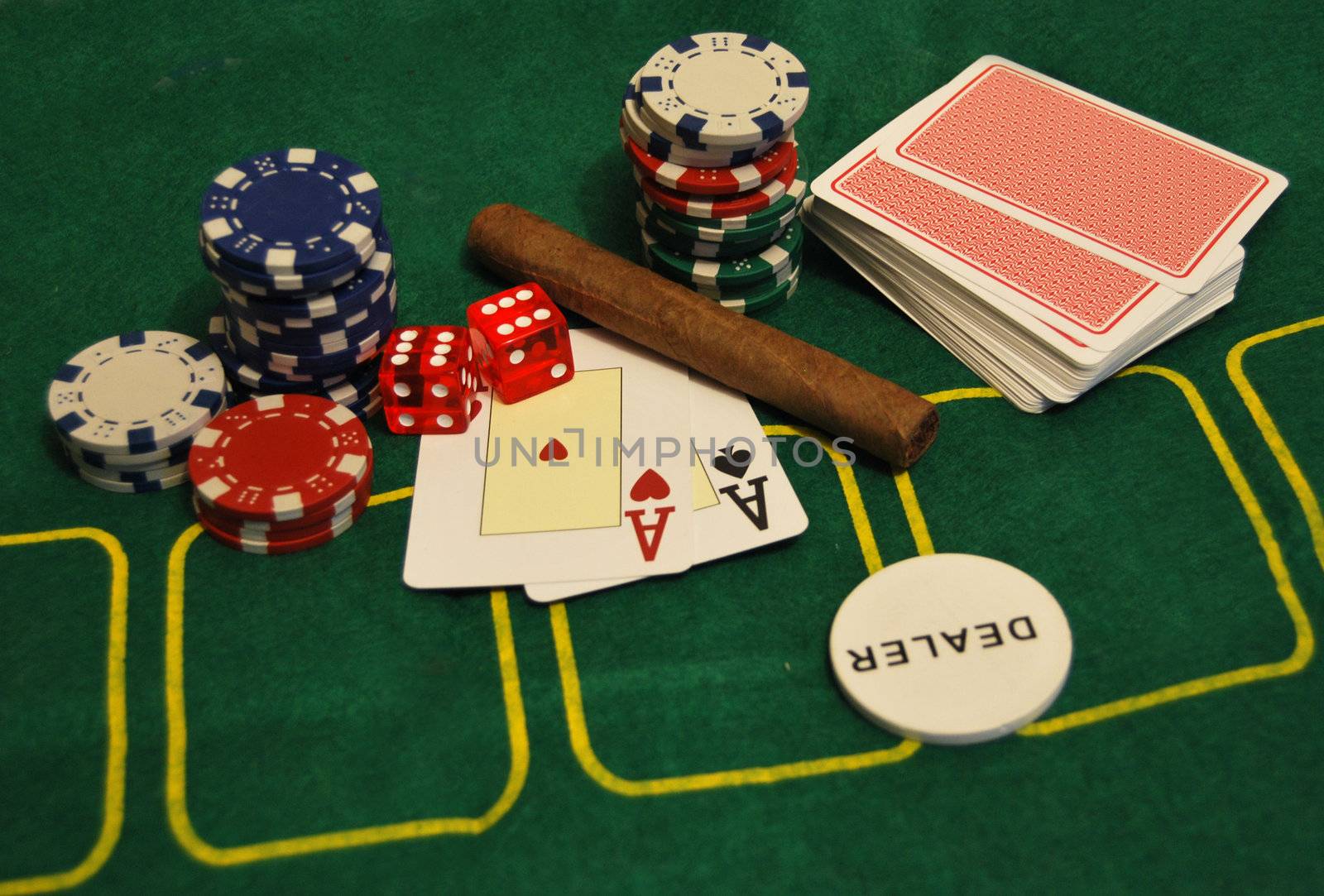 poker hand and chips