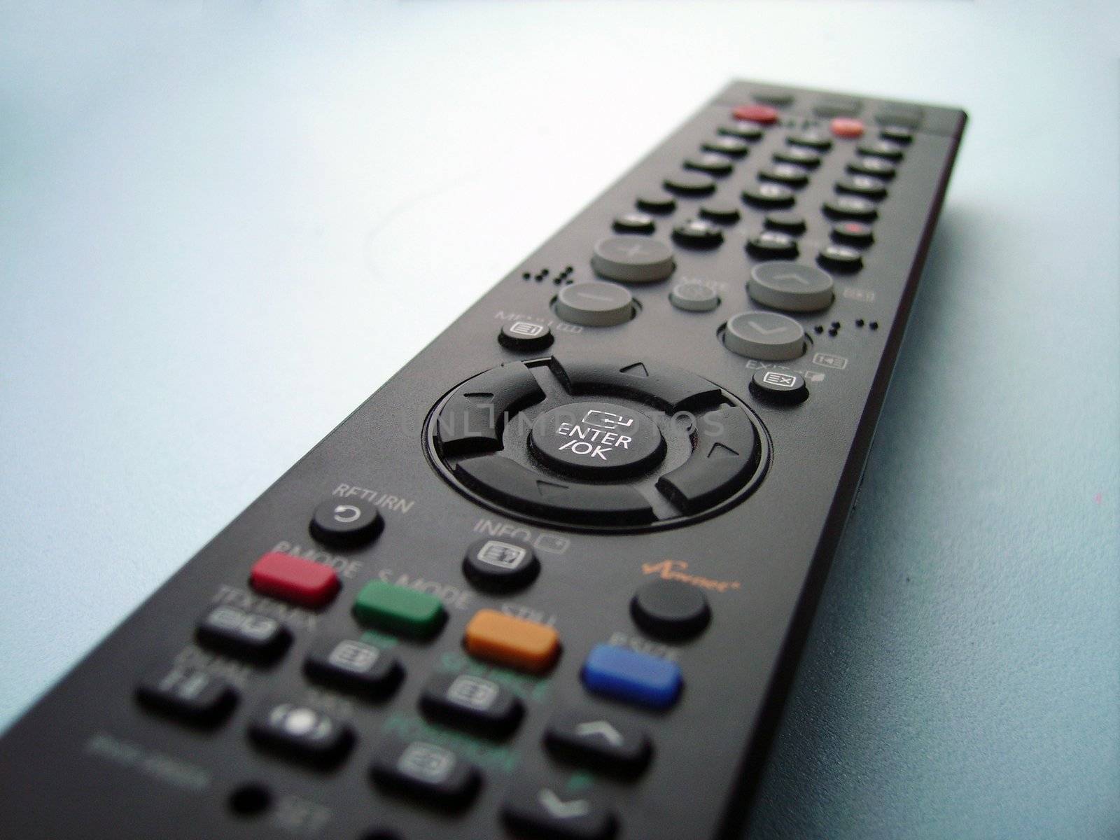 a close detail of a tv set remote control