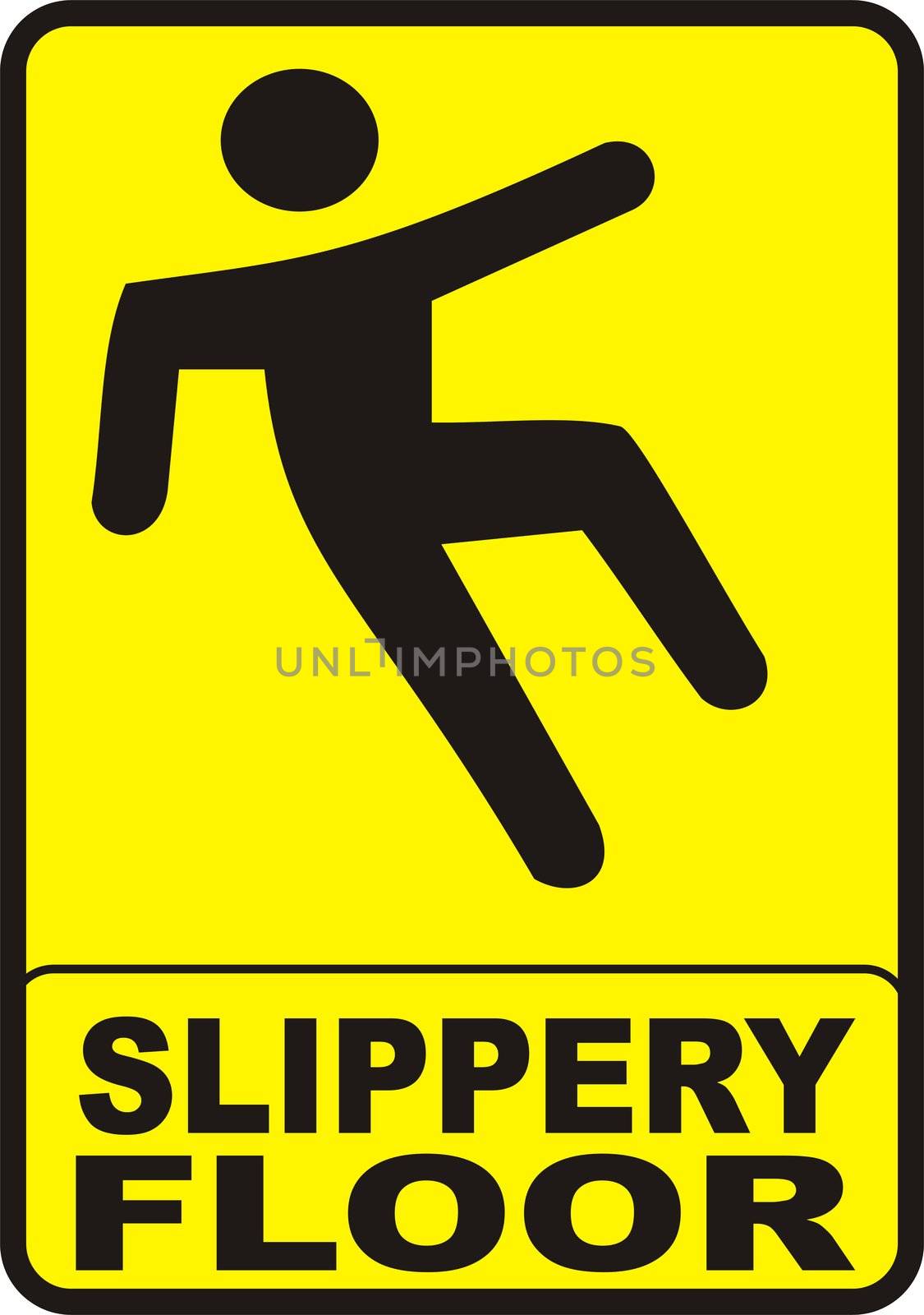 sign with yellow background indicating a slippery wet floor