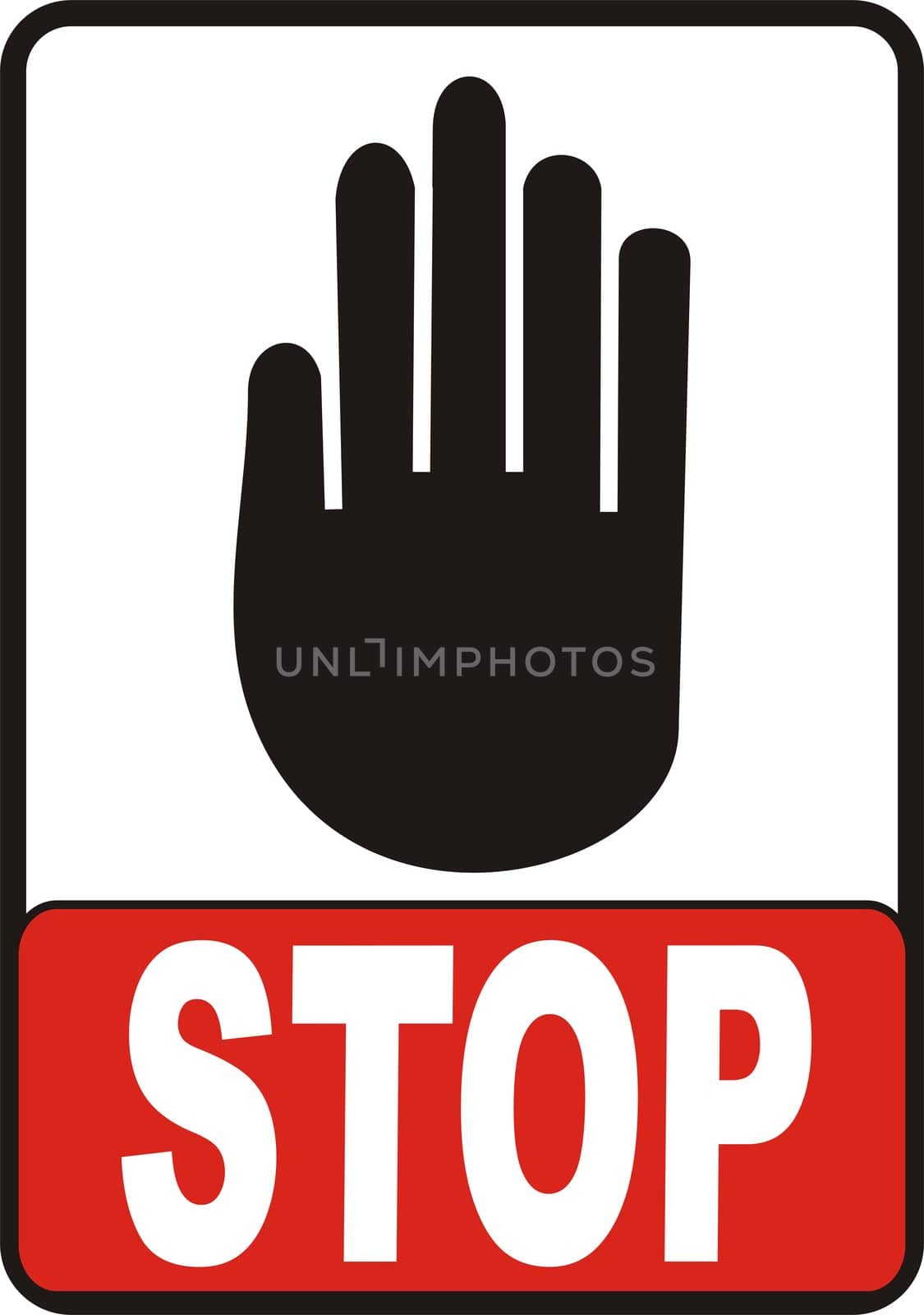 Hand With Stop Sign vectorial image isolated on white