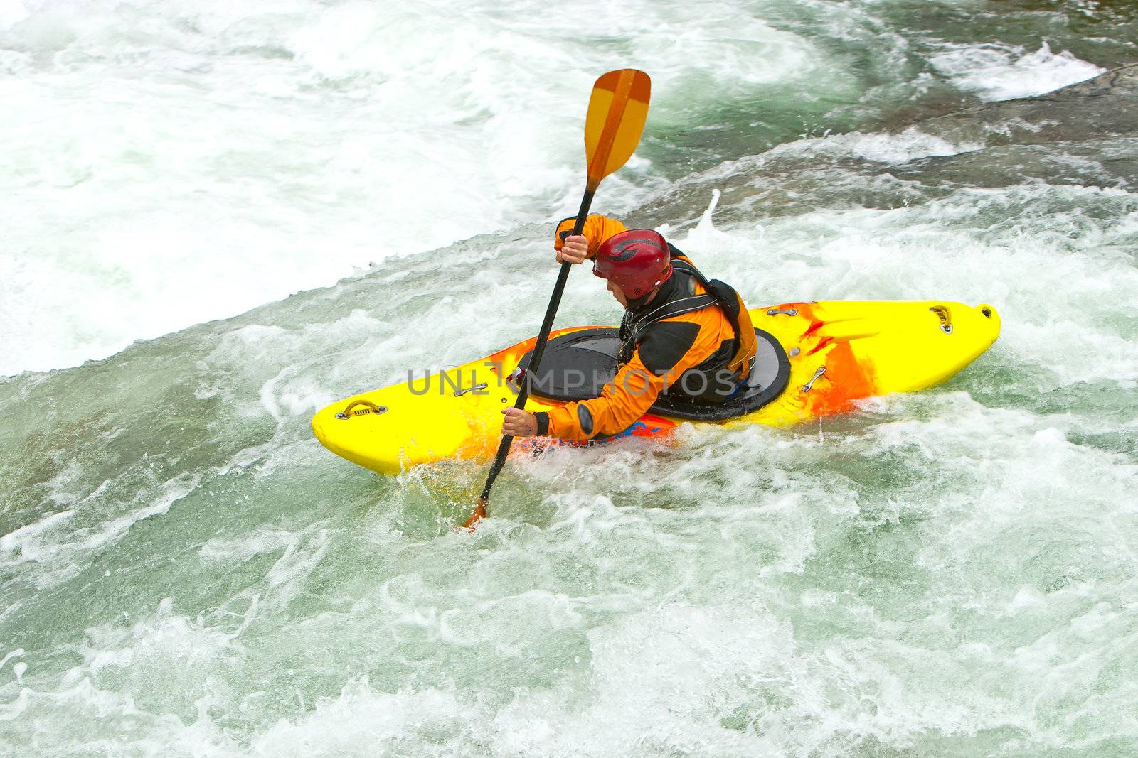 Kayaking. Waterfalls in Norway. July 2010