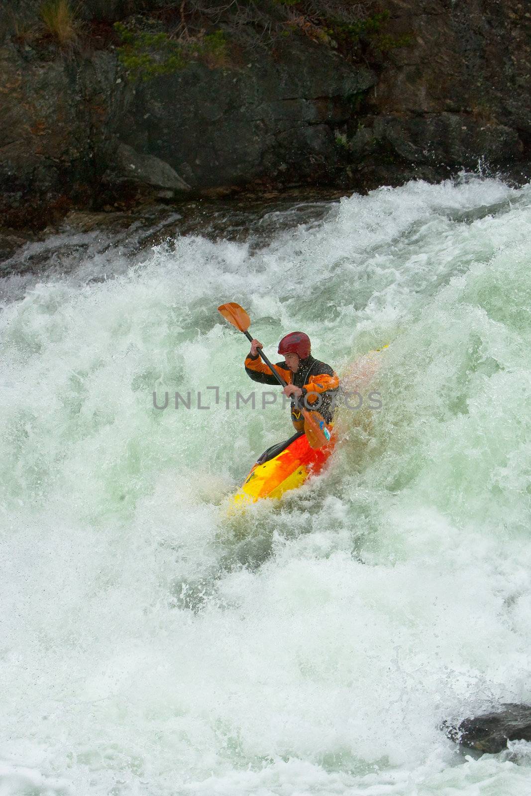 Kayak trip on the waterfalls in Norway. July 2010