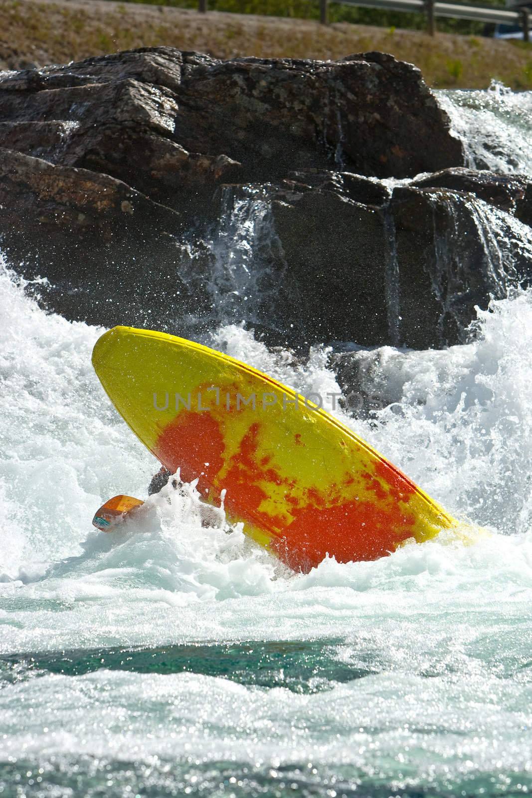 Kayaking. Waterfalls in Norway. July 2010