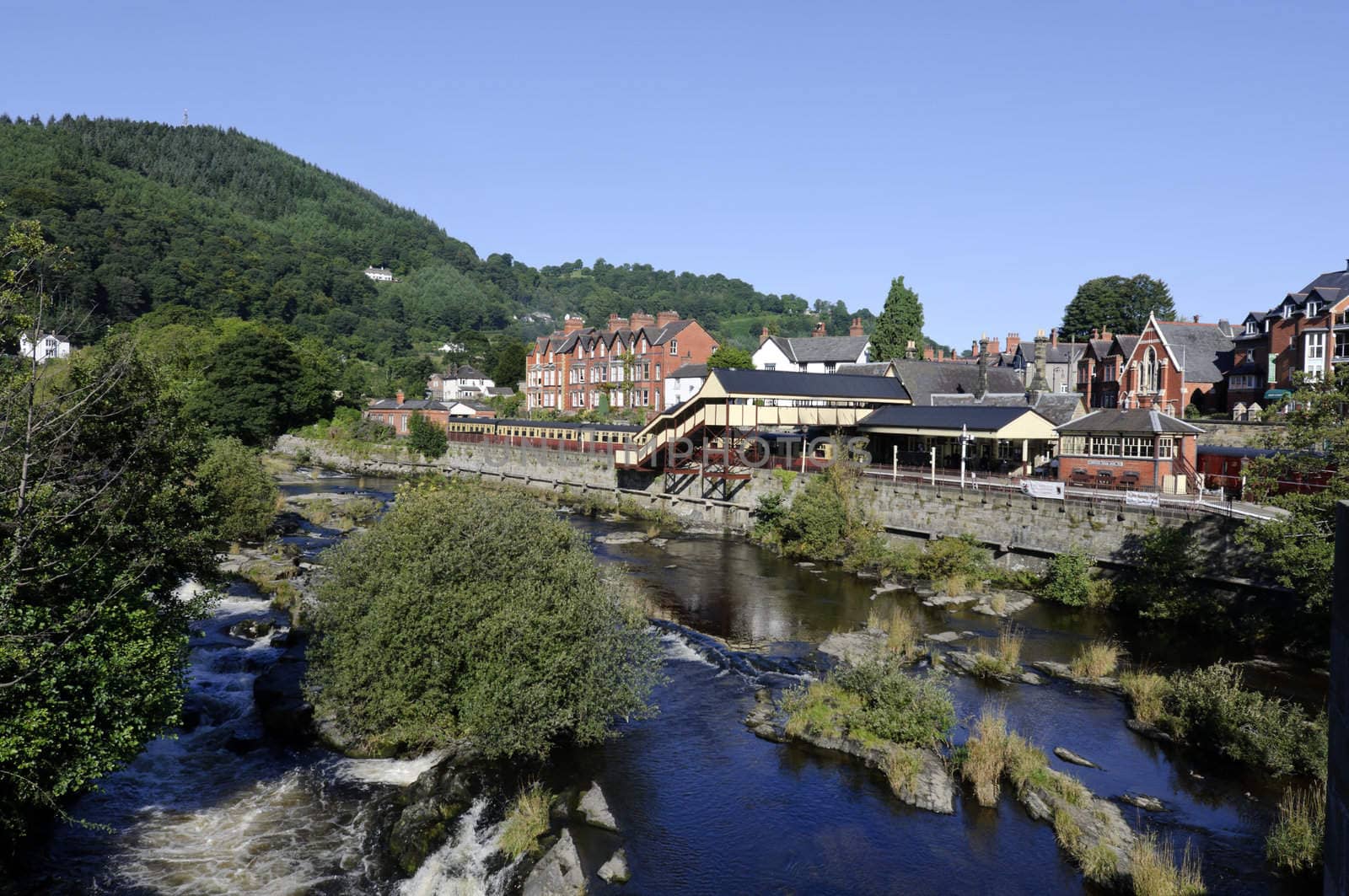 View of Llangollen in Denbighshire Wales UK