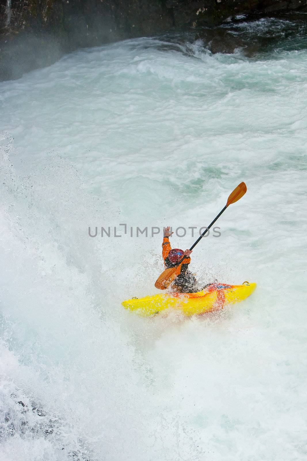 Kayaking. Waterfalls in Norway. July 2010