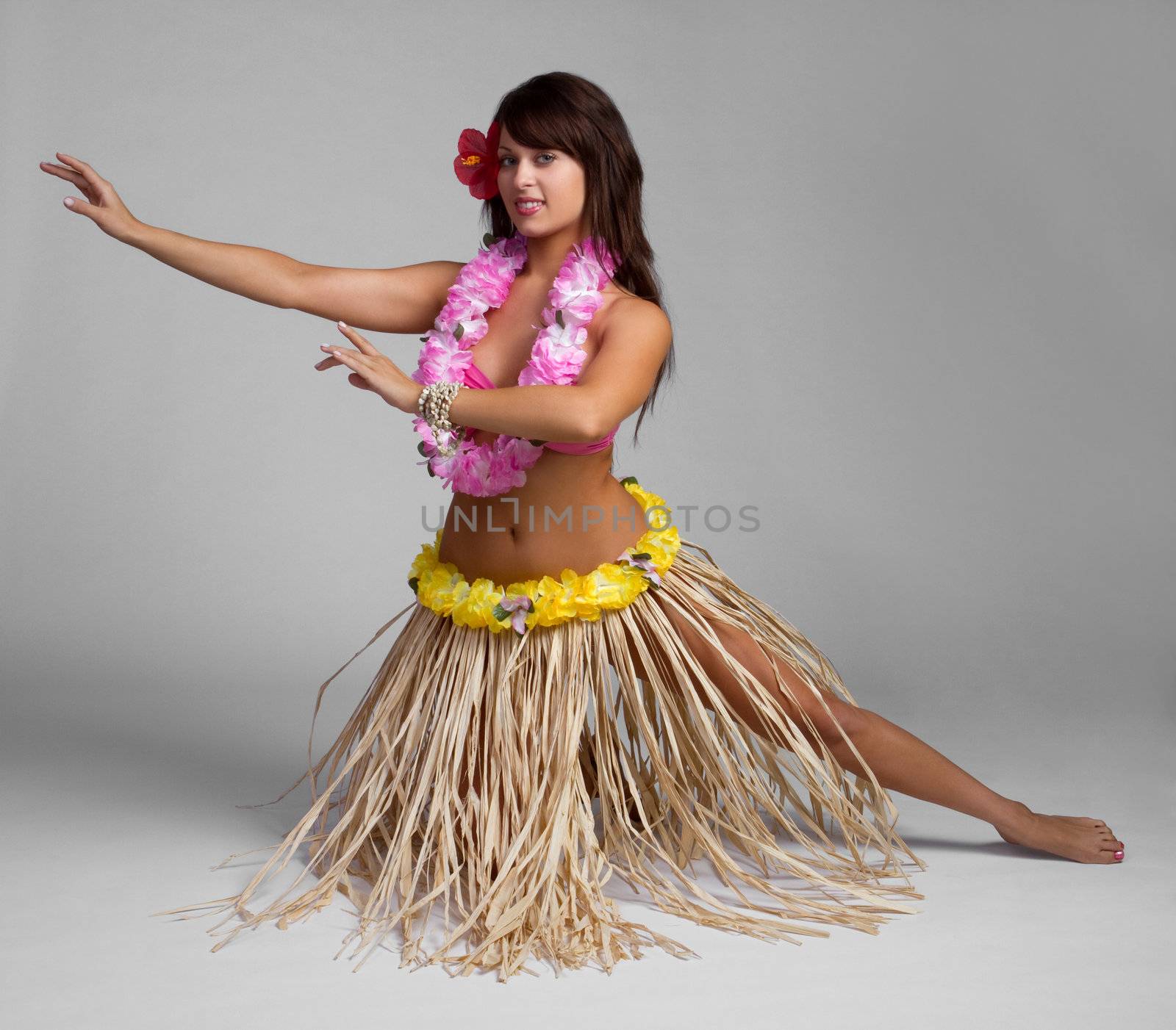 Pretty hawaiian tropical hula dancer