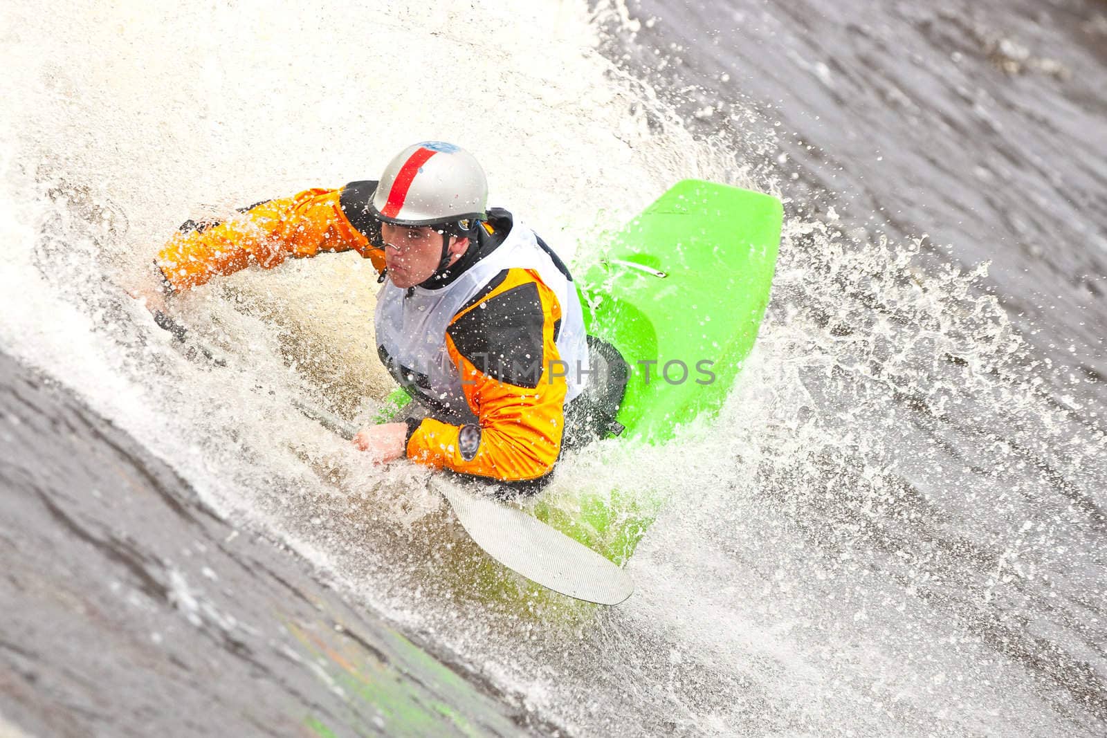 Kayak freestyle on whitewater, Russia, Msta, may 2010