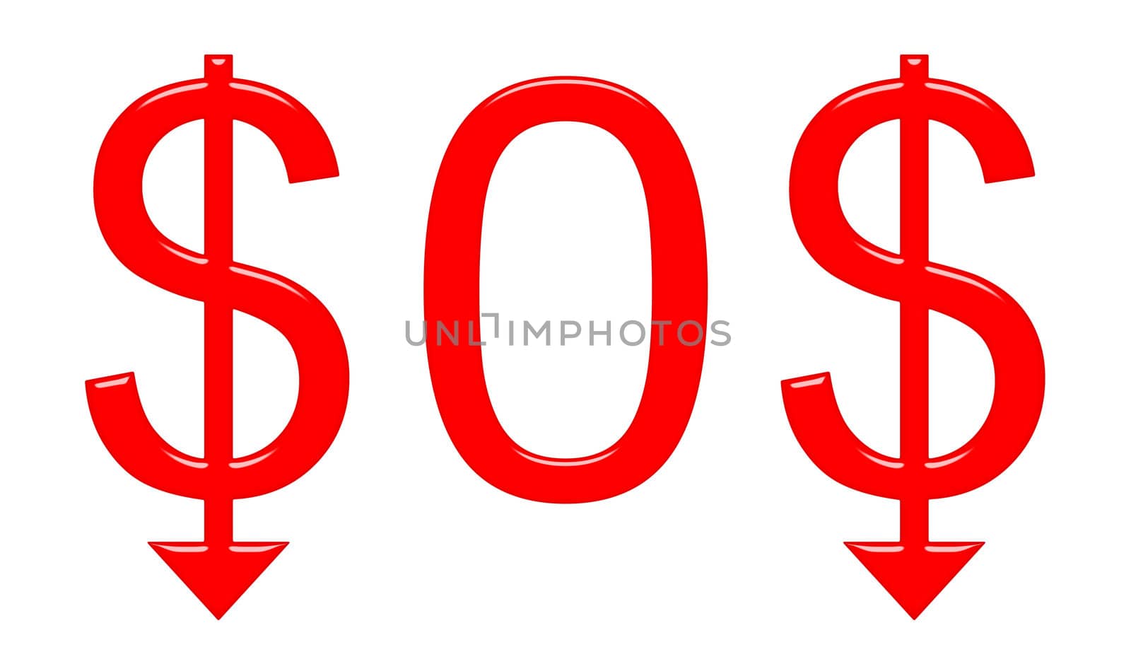 Dollar SOS signal isolated in white