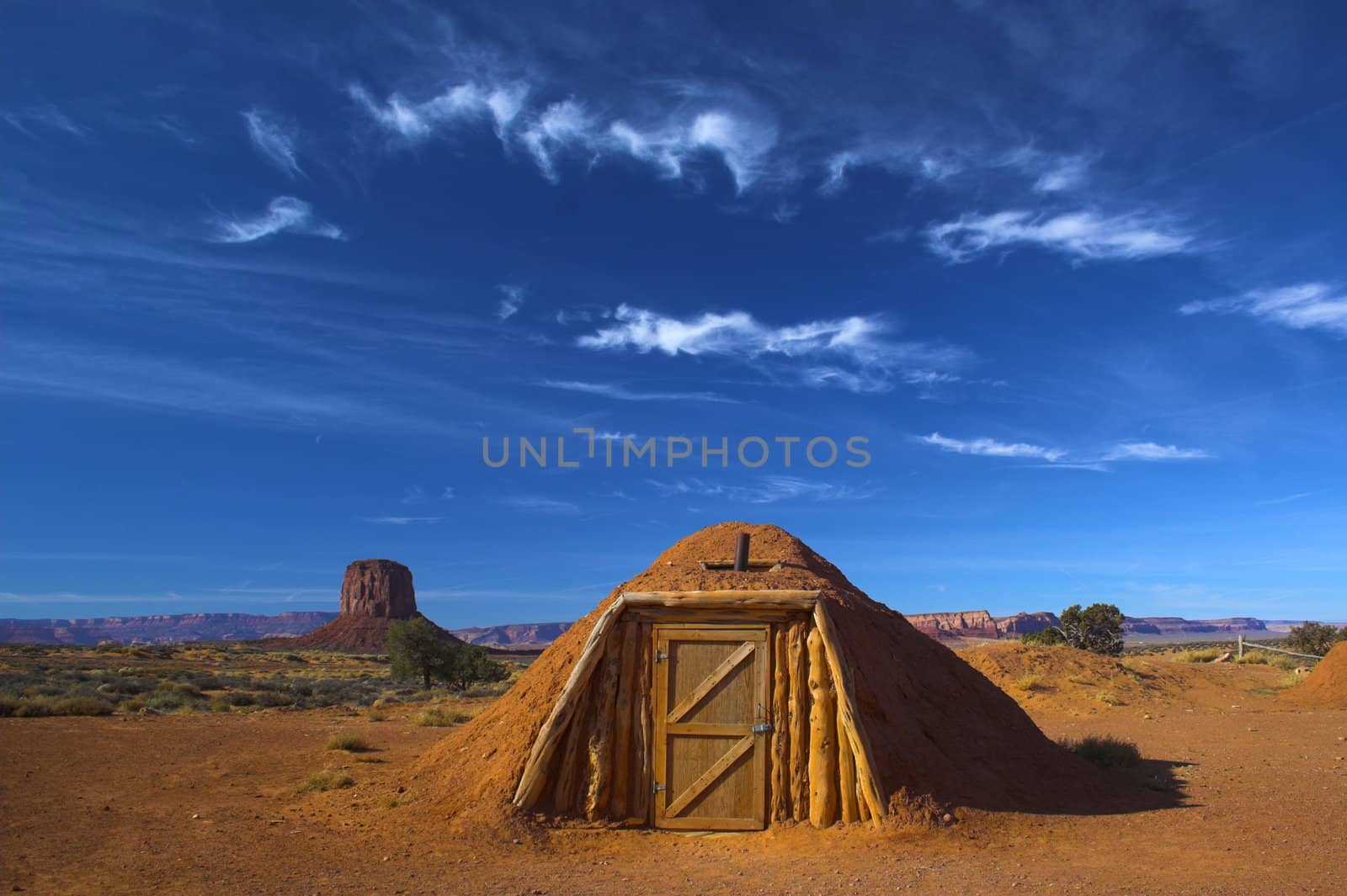 Hogan, the traditional Navajo red clay earth house