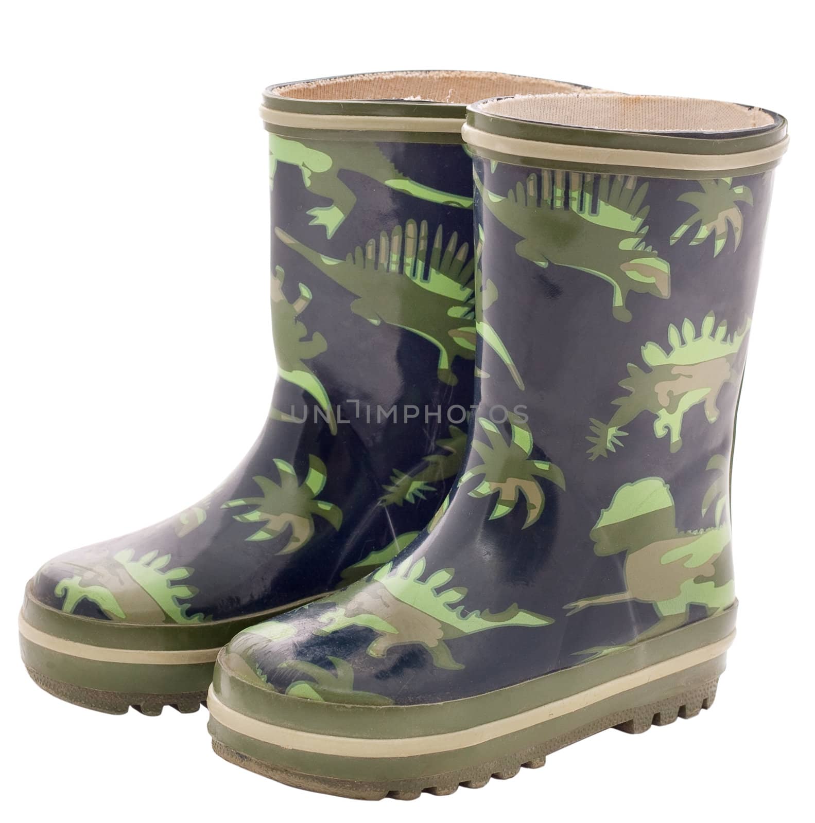 Children's rubber boots isolated on a white background
