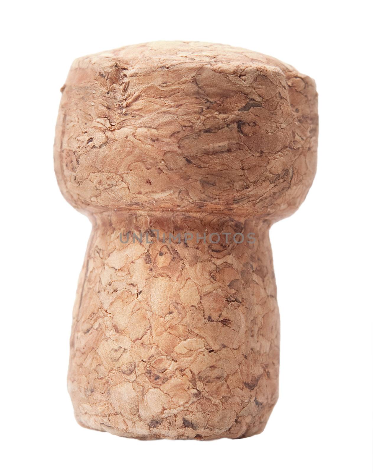 Cork from a bottle of wine isolated on white background