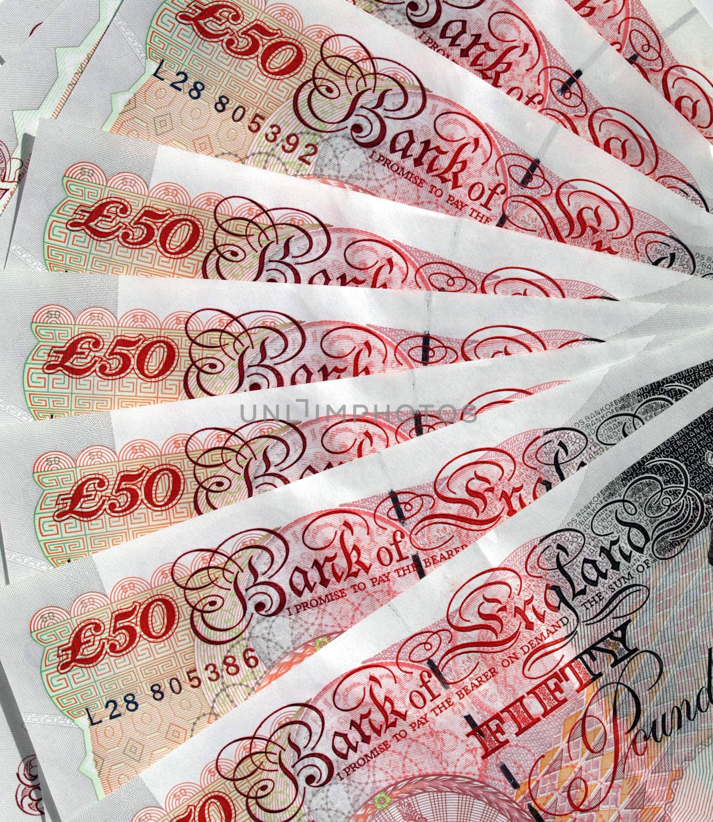 Detail of British Pounds banknotes money