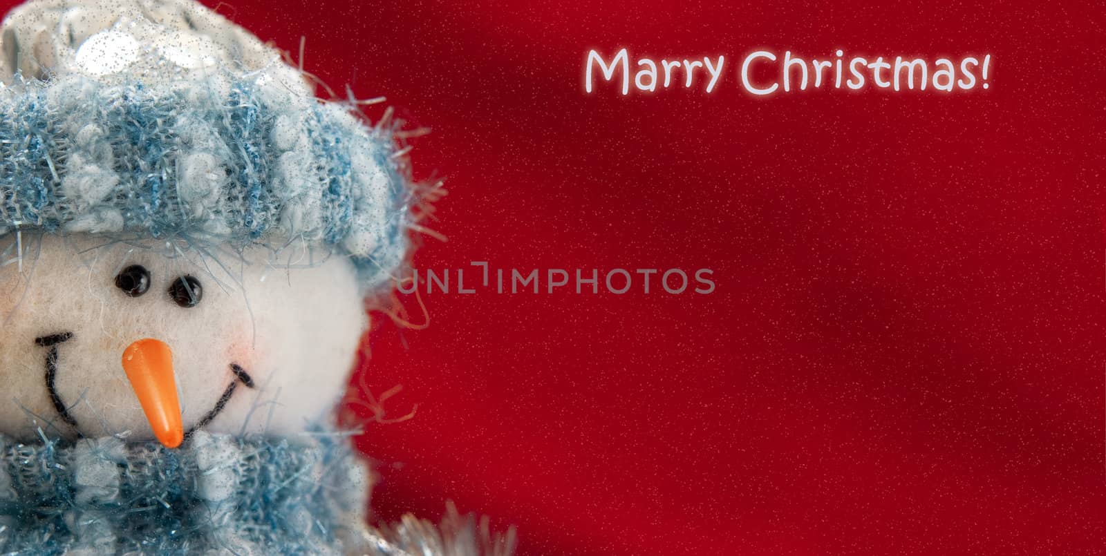 Christmas card with a snowman for congratulations