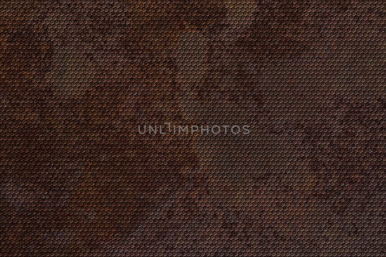 Texture of the old rusty metal. Cells are in the shape of a hexagon.