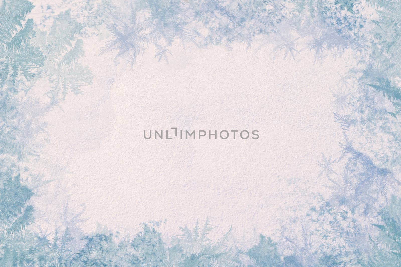 Winter frame. Consists of the texture of snow in the center and the edges of the ice patterns. Cool colors and low contrast.