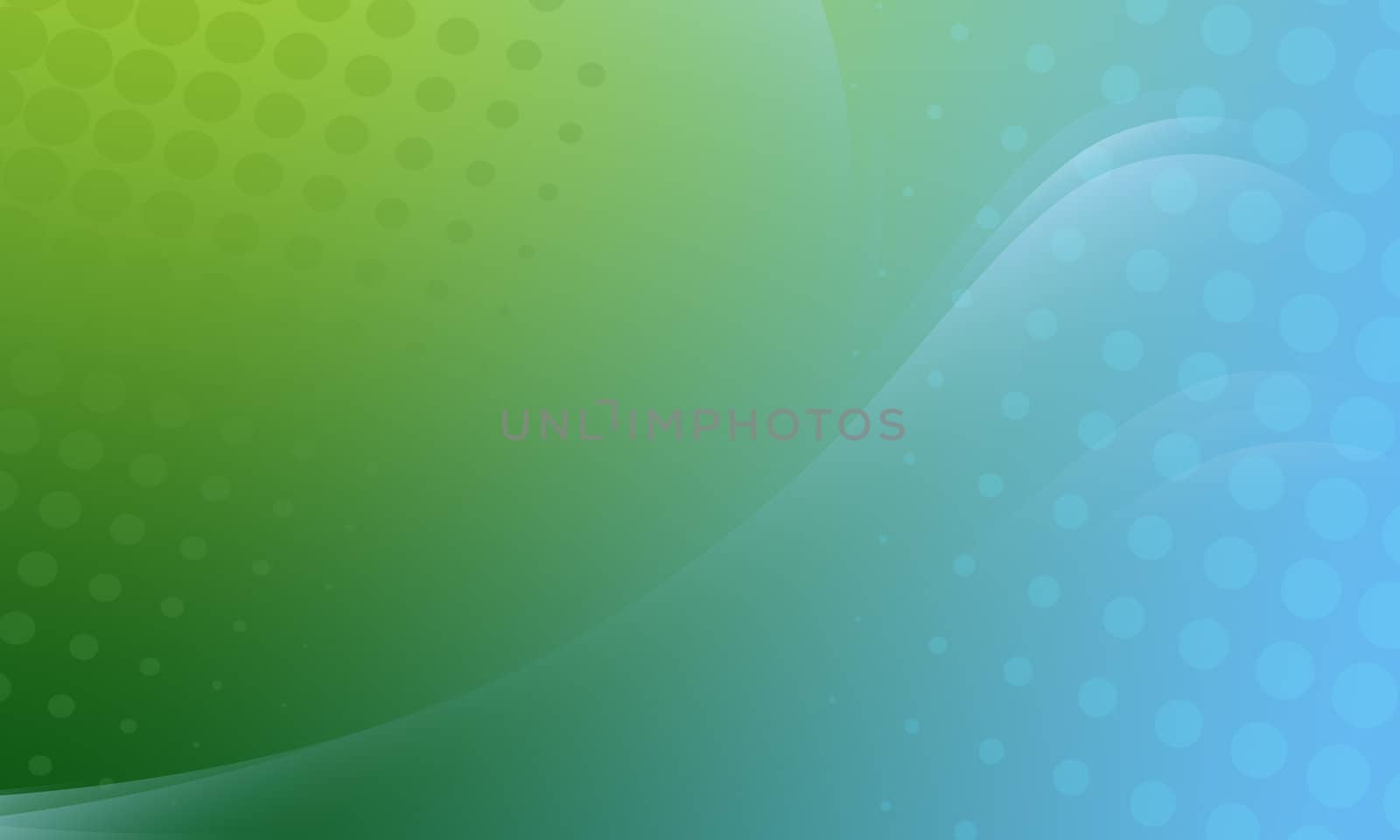 Abstract background for all purposes. Contains blue and green gradients and dotted effects. Quiet colors, low contrast.