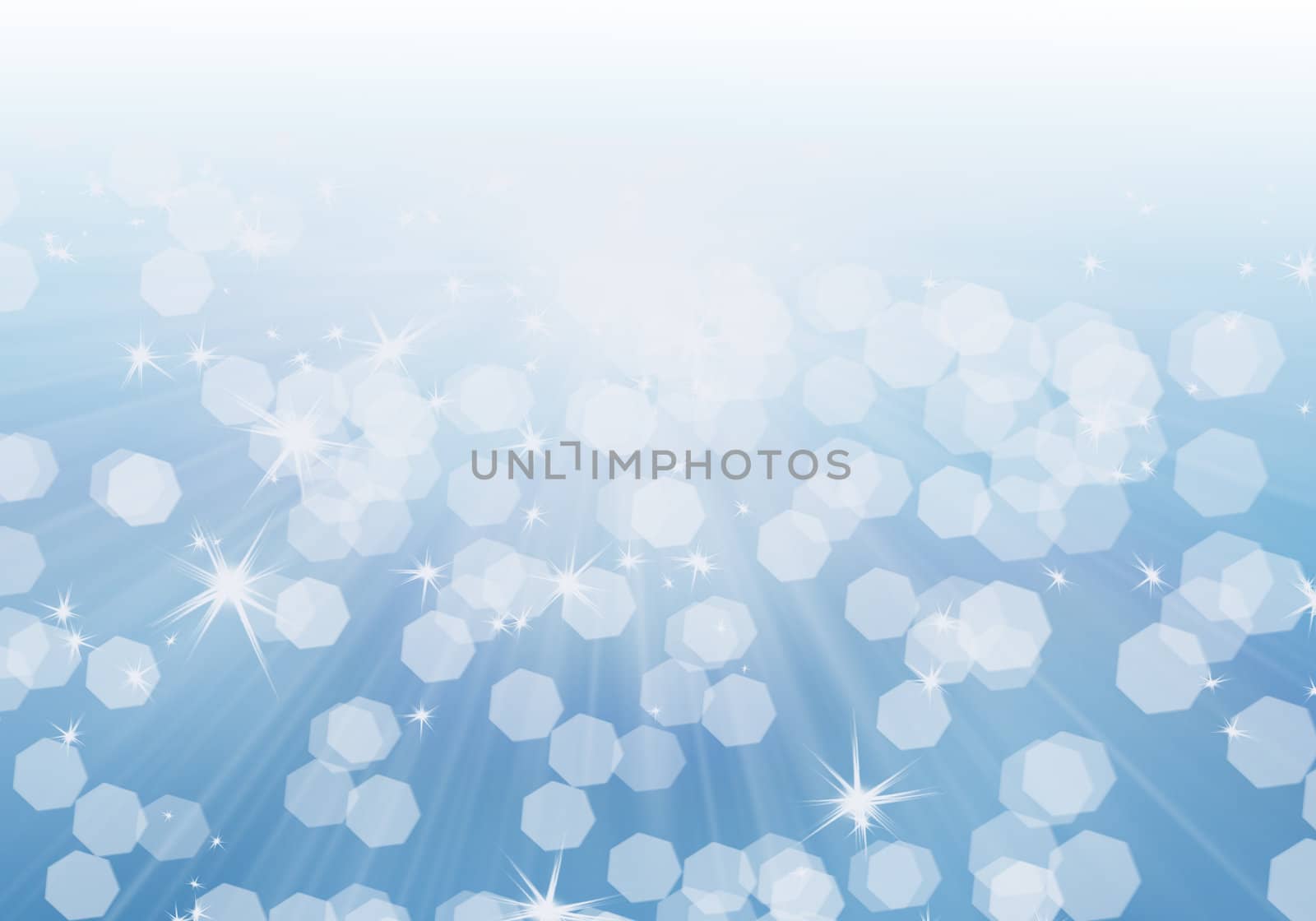 Light background. Shining sun's rays on a light blue sky and the bokeh effect. The concept of carefree happiness, bright big dreams.