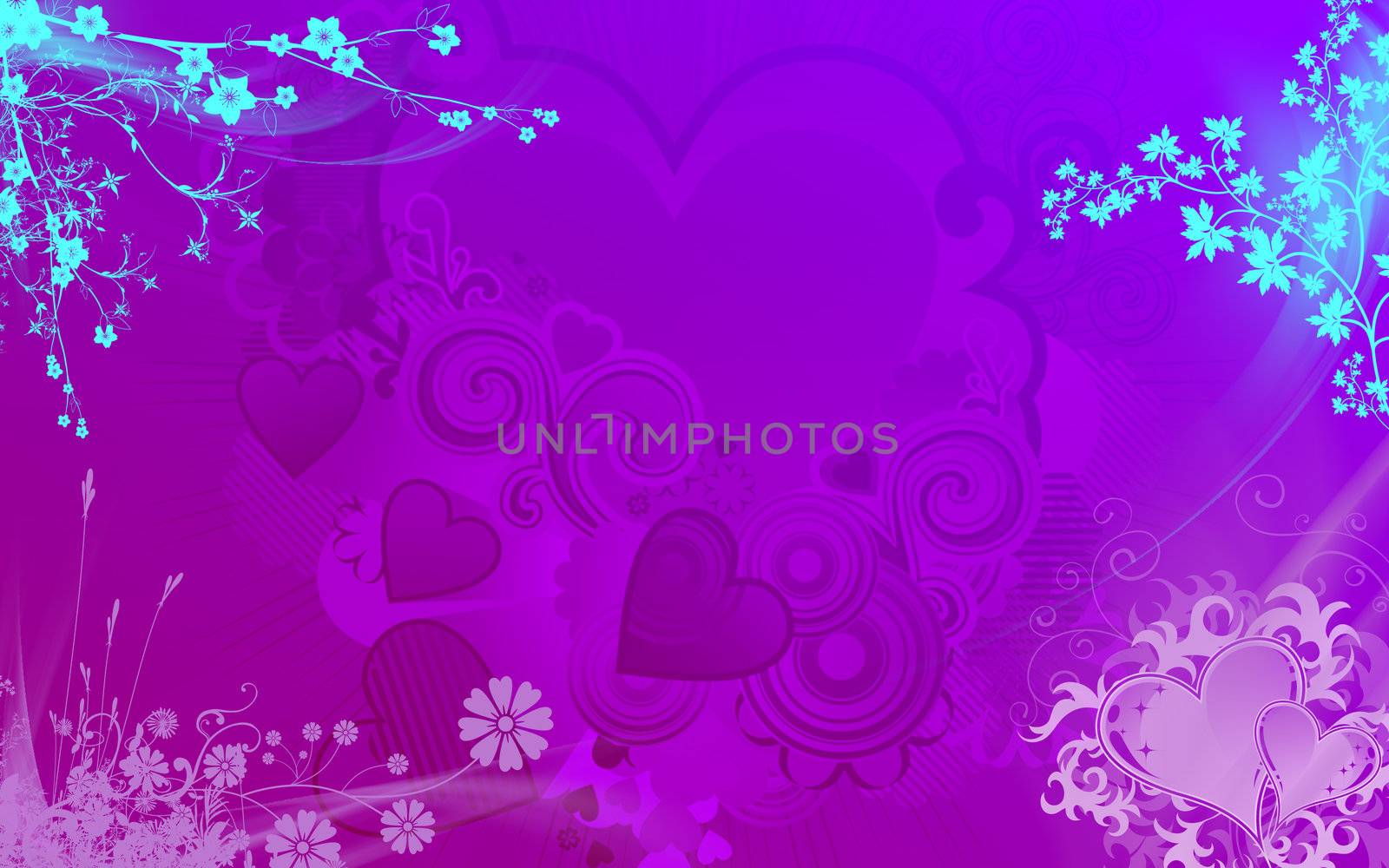 Background for valentine in delicate colors and the bright shining Japanese flowers on the edges