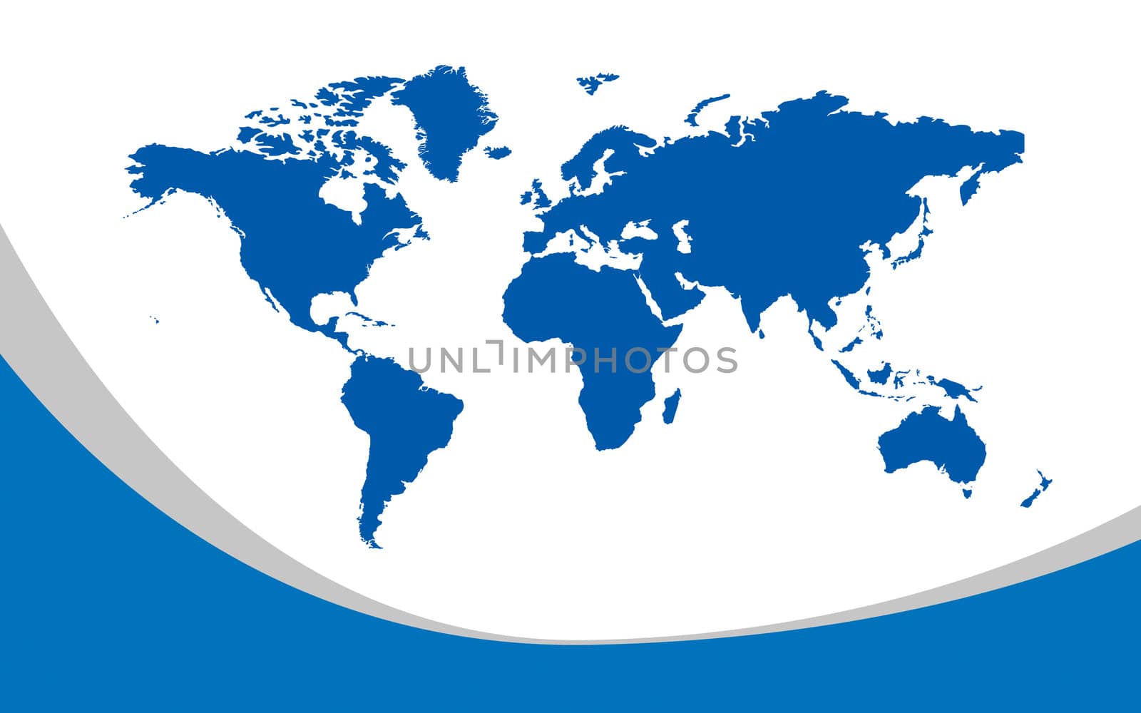 Map of the whole world. Images of all continents and oceans on a flat