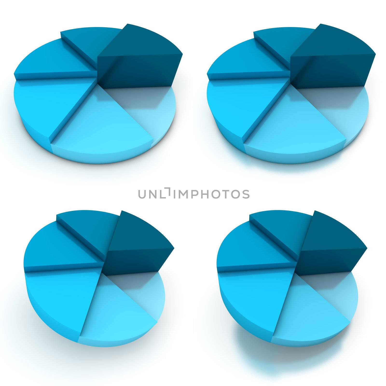 Pie Chart - Four Blue Views by PixBox