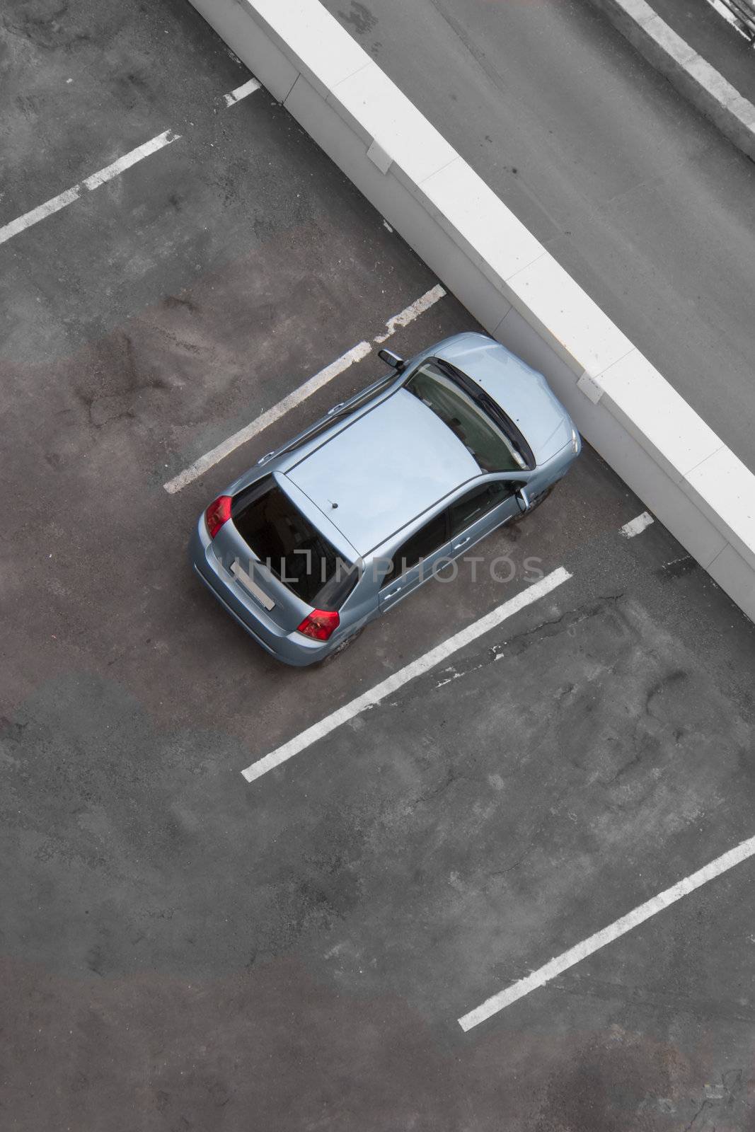 Car parking, top view. One car and free space around
