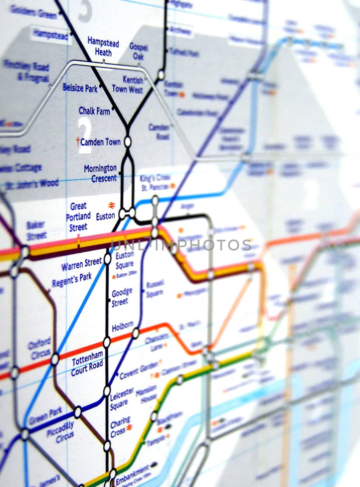 Tube map of the London Underground subway metro network