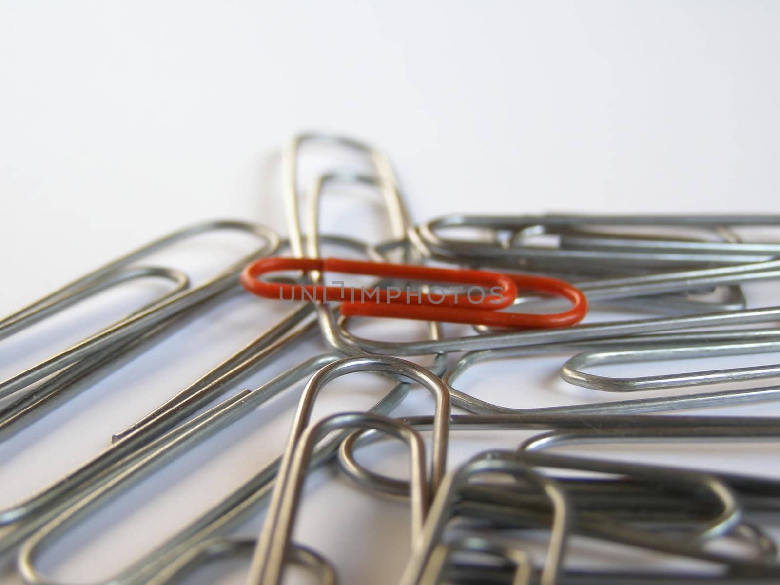 Leader Red clip among silver clips
