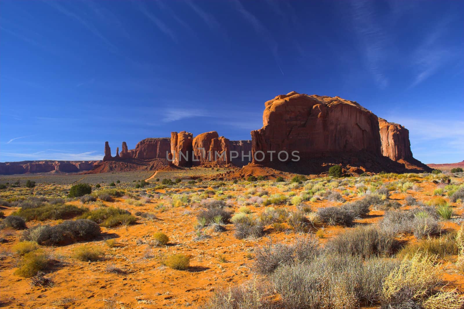 Red desert with mountain and sky on the background