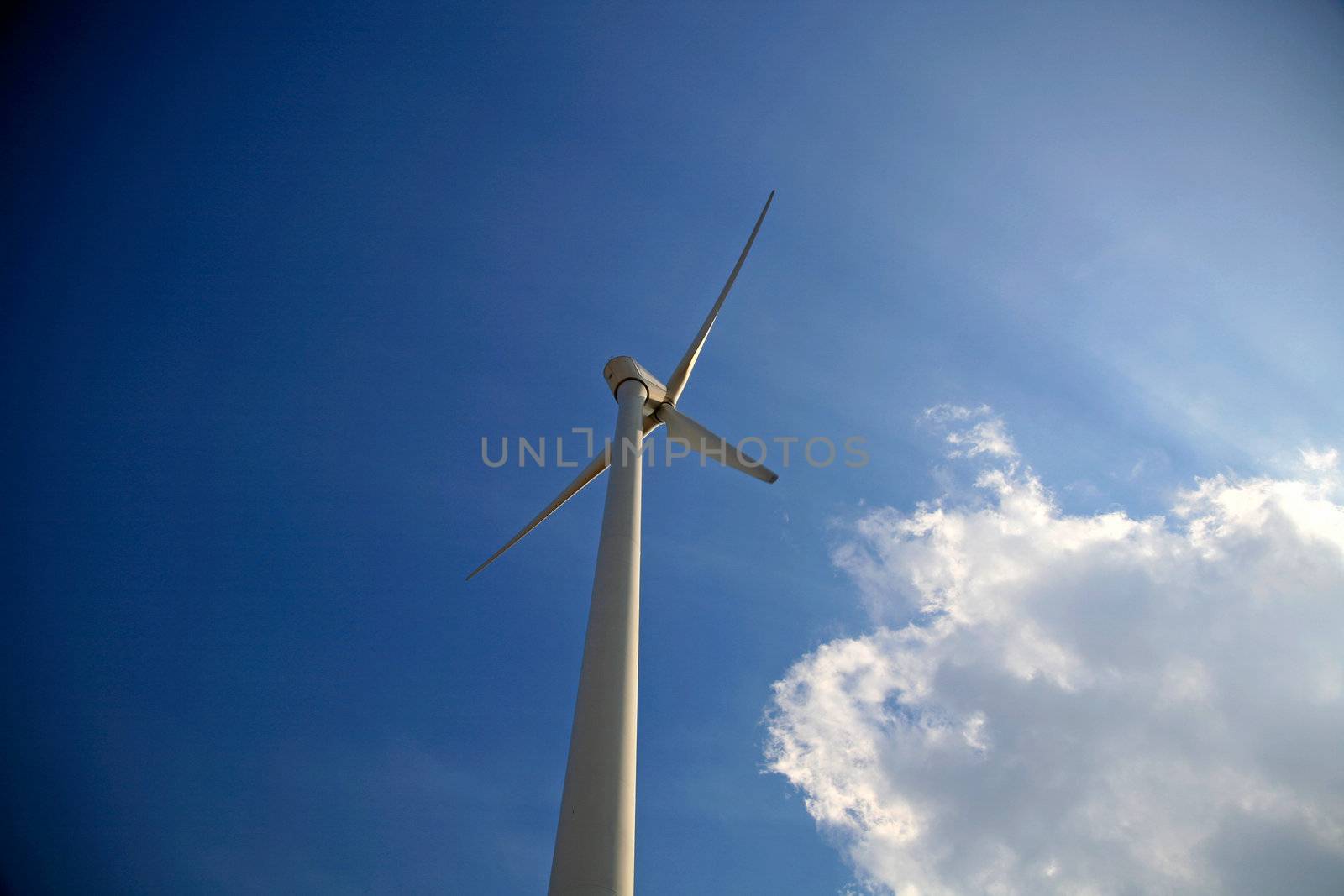 A modern wind turbin creating green energy
