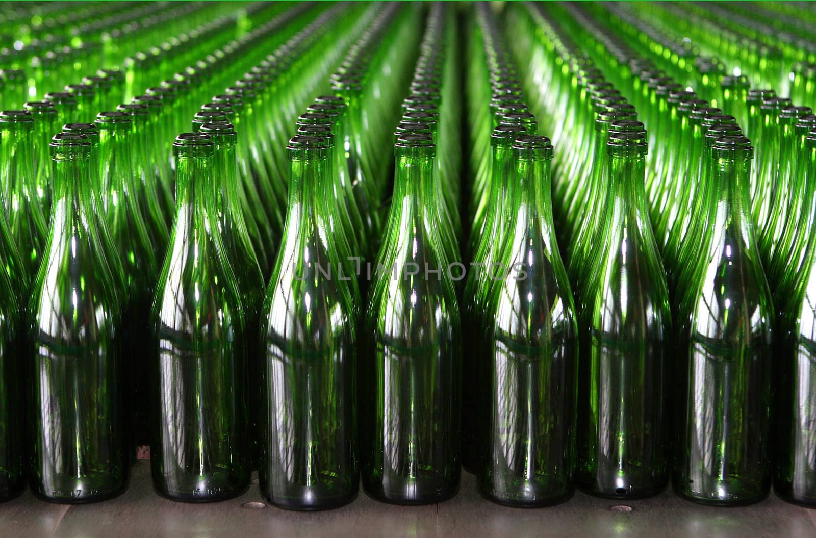 Numbers of empty green bottles