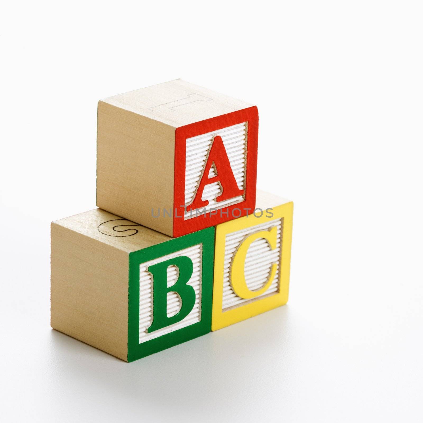 ABC alphabet blocks stacked together.