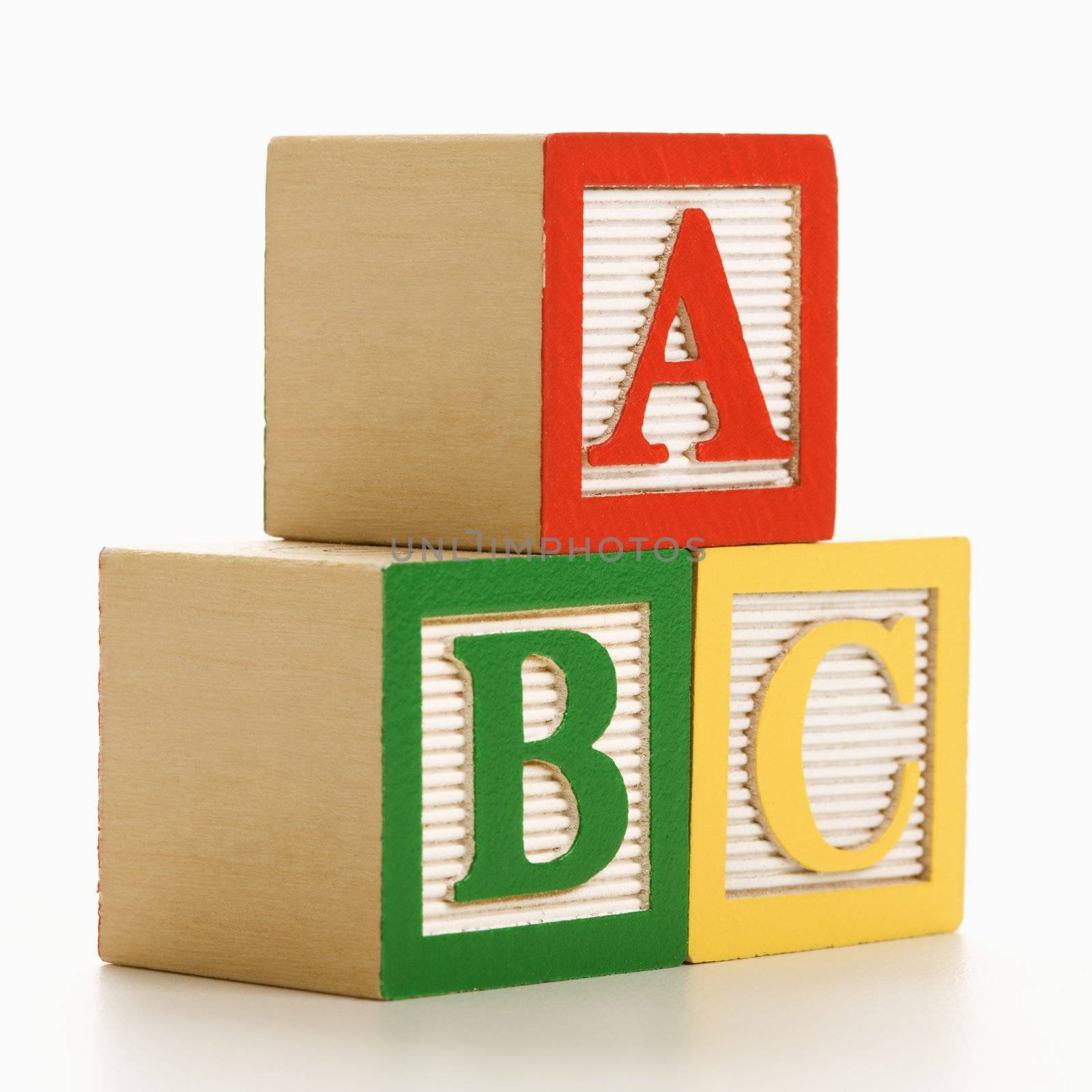 ABC alphabet blocks stacked together.