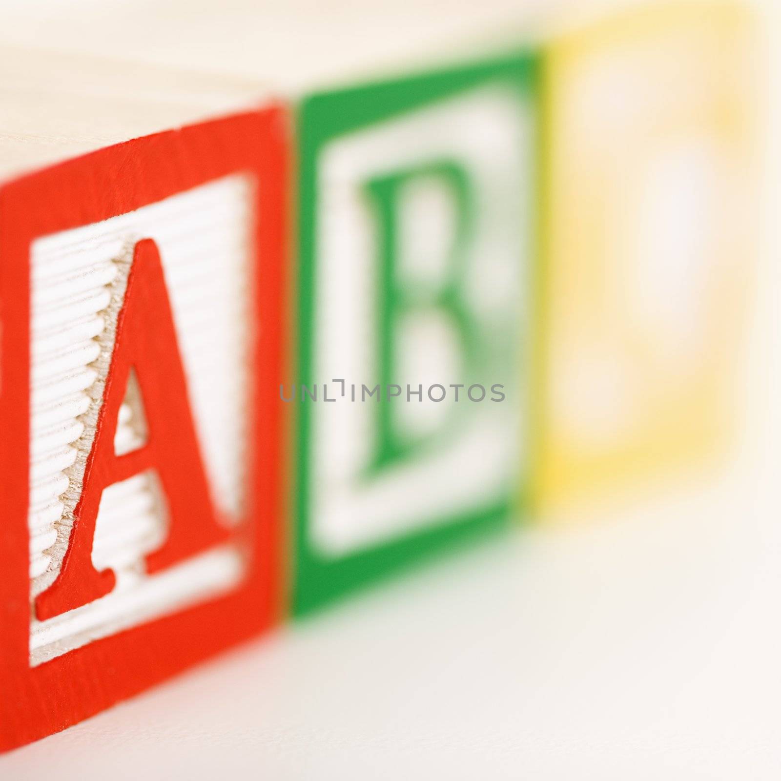 ABC alphabet blocks lined up.